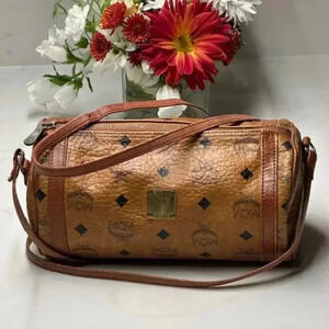 MCM Vicetos Logogram Shoulder Crossbody Barrel Mini Bag Brown/Black